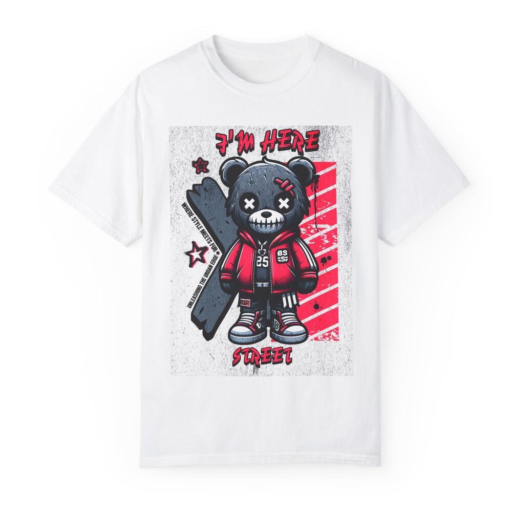 TEDDY STREET Comfort Unisex Garment-Dyed T-shirt Femile Male Gift Color White